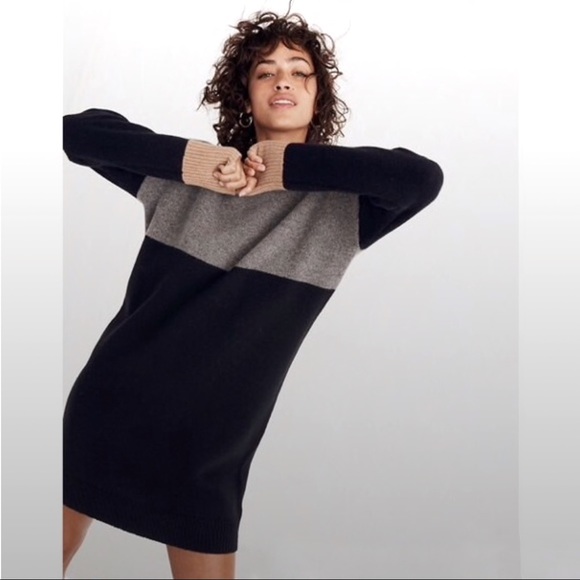 Wool Knit Long Sleeve Sweater Dress 